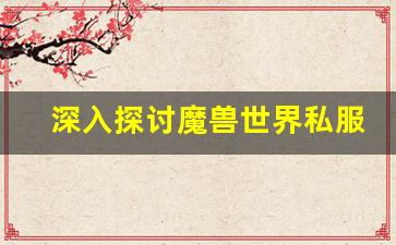 深入探讨魔兽世界私服的魅力与风险